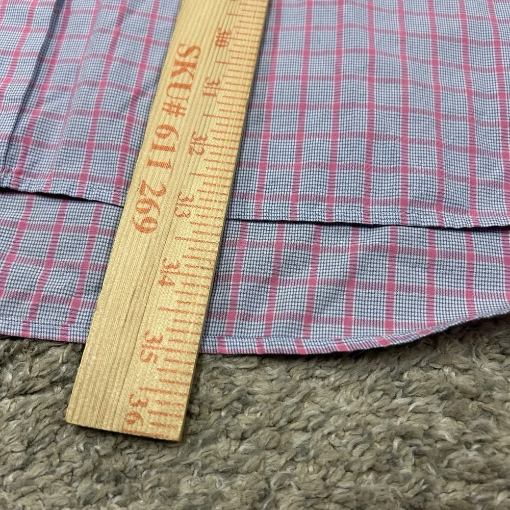 Charles Tyrwhitt Dress Shirt Mens‎ 17.5 34 Classic Fit Pink Blue Plaid Cotton